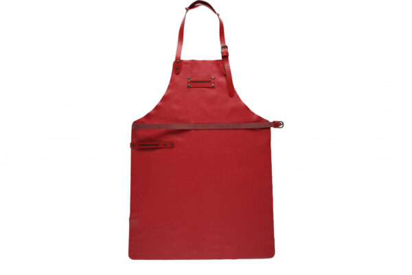 Nahkpõll Feuermeister® Premium, punane, taskutega, 2