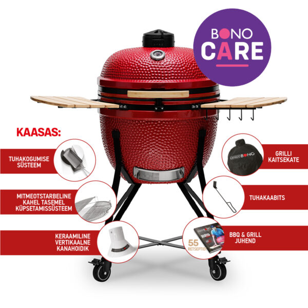 Keraamiline grill Kamado Bono® Limited 25" 64cm (punane)