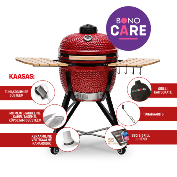 Keraamiline grill Kamado Bono® Media 20" (punane)