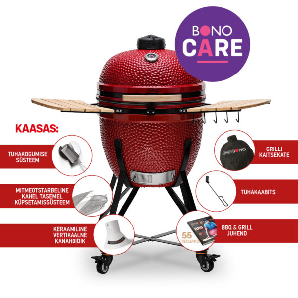 Keraamiline grill Kamado Bono® Grande 23" (punane)