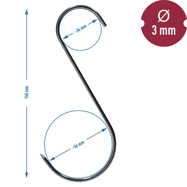 Konksud liha riputamiseks Browin® roostevabad, 150mm, 15tk