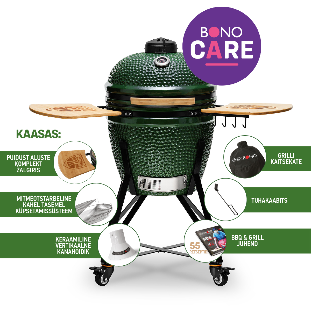 Keraamiline grill Kamado Bono Zalgiris 21"