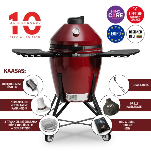 Keraamiline grill Kamado Bono® Media EVO 22" Royal Red